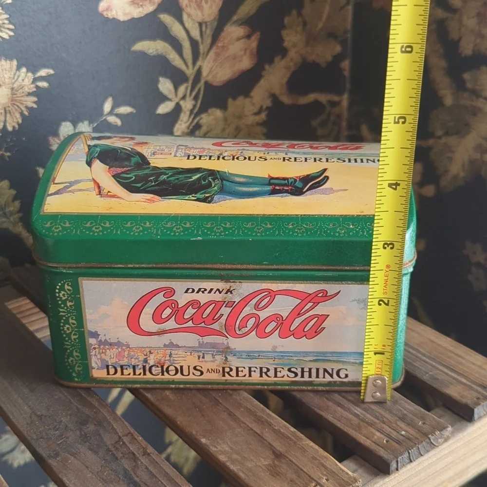 Vintage Coca-Cola Tin with Woman on a Beach Made By The Tin Box Co.